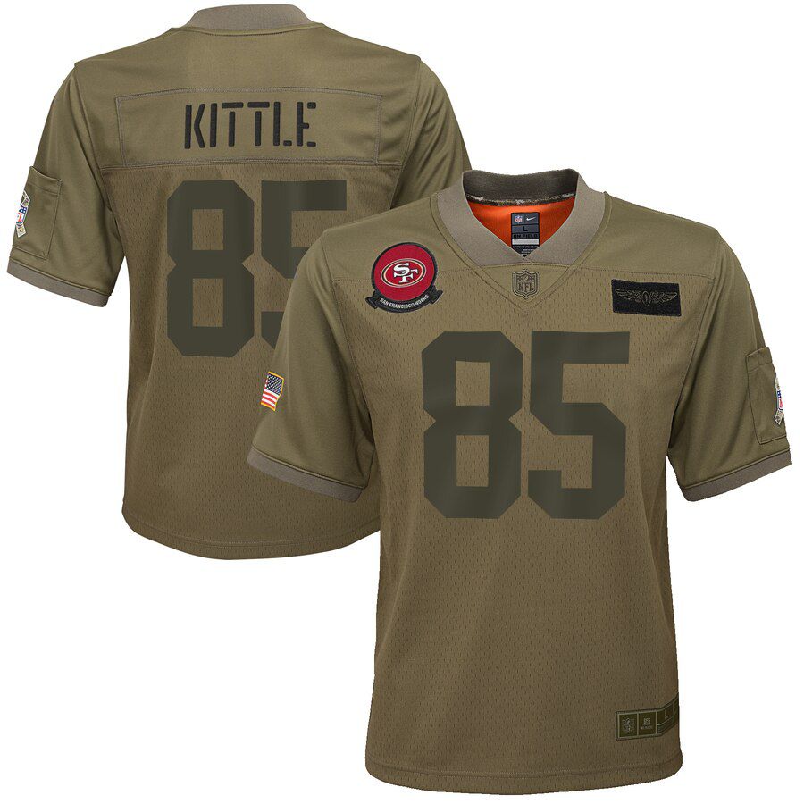 Men San Francisco 49ers #85 Kittle Green Nike Olive Salute To Service Limited NFL Jerseys->kansas city chiefs->NFL Jersey